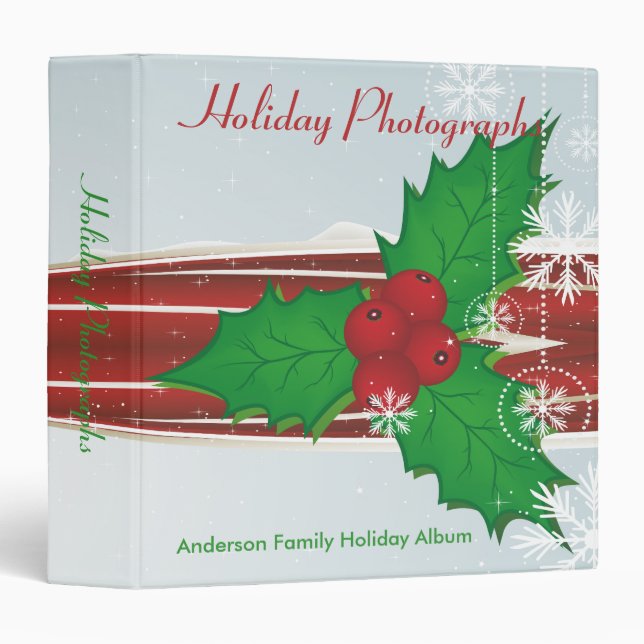 Christmas Holly Holiday Photographs Binder (Front/Spine)