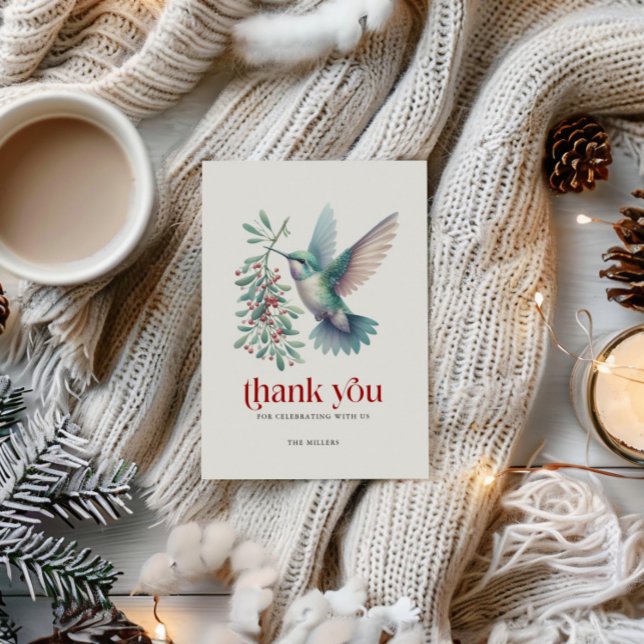 Christmas Holly Hummingbird Thank You Typography (Creator Uploaded)