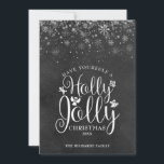 Christmas Holly Jolly Elegant Script Chalkboard Holiday Card<br><div class="desc">Featuring an elegant Holly Jolly script design you can personalise with your message,  name and year on a chalkboard background. Designed by Thisisnotme©</div>