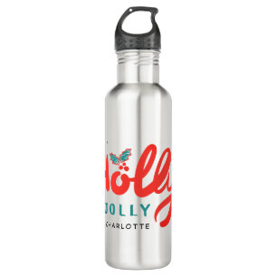 Christmas Holly Jolly Fun Winter Personalized Name 710 Ml Water Bottle