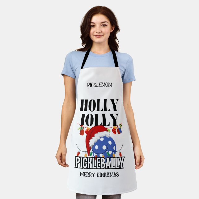Christmas HOLLY JOLLY PICKLEBALLY Apron (Worn)