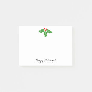 Christmas holly leaves and berries Holiday Post-it Notes