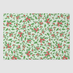 Christmas holly leaves and berries red and green tissue paper