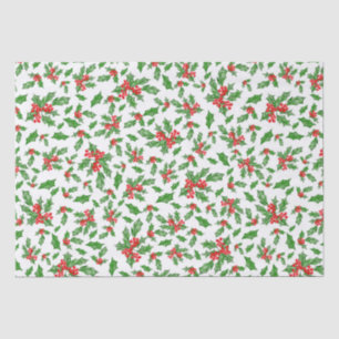 Christmas holly leaves and berries red and green tissue paper