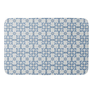 Christmas holly leaves and flowers petals tiles bath mat