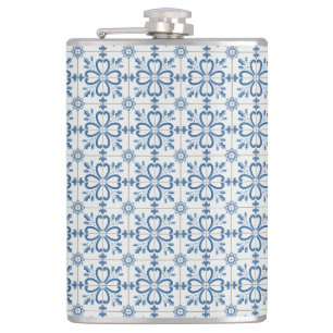 Christmas holly leaves and flowers petals tiles hip flask