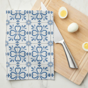 Christmas holly leaves and flowers petals tiles kitchen towel