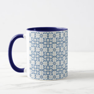 Christmas holly leaves and flowers petals tiles mug
