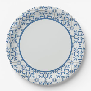 Christmas holly leaves and flowers petals tiles paper plate