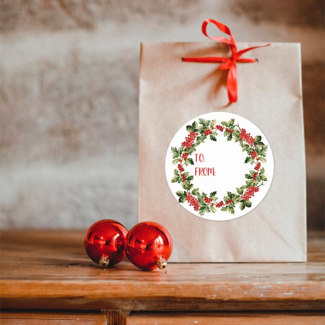 Christmas Holly Leaves & Berries Gift Tag Sticker (Creator Uploaded)