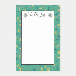 Christmas Holly Leaves & Berries Snow To Do List Post-it Notes