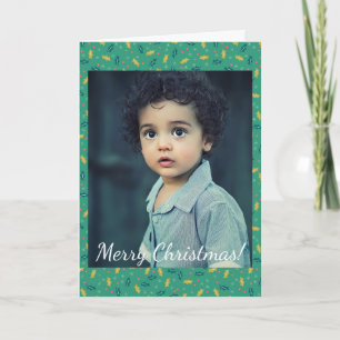 Christmas Holly Leaves & Berries Snowflakes Photo Note Card
