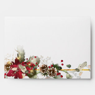 Christmas Holly Leaves Faux Gold Envelope