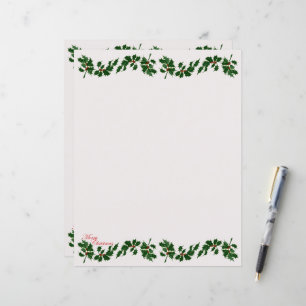 Christmas Holly Letter Paper