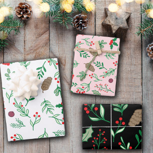 Christmas Holly Mistletoes  Wrapping Paper Sheet
