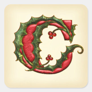 Christmas Holly Monogram C Envelope Seals