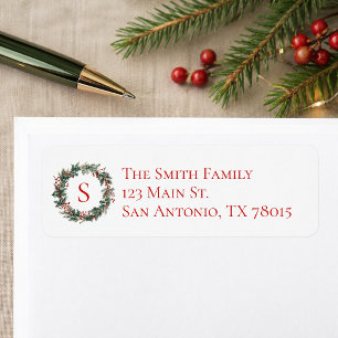 Christmas Holly Monogrammed Holiday Address