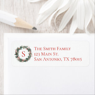 Christmas Holly Monogrammed Holiday Address
