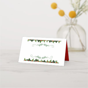 Christmas Holly Name Place Card