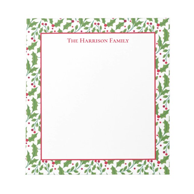Christmas Holly Notepad (Front)