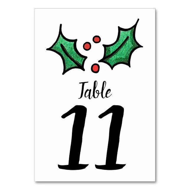 Christmas Holly Numéro de table du Mariage (Par défaut)
