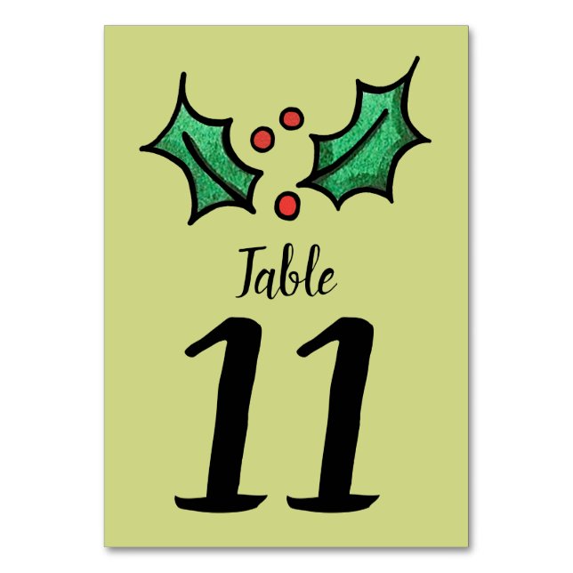 Christmas Holly Numéro de table du Mariage (Par défaut)