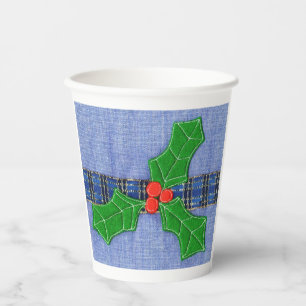 Christmas holly paper cups
