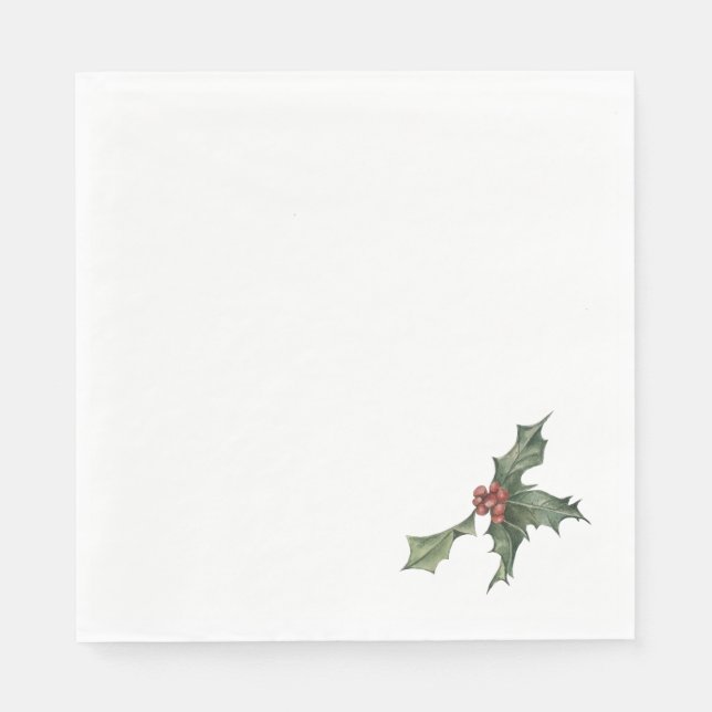 Christmas Holly Paper Napkins Serviettes (Front)
