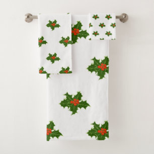 Christmas Holly Pattern    Bath Towel Set