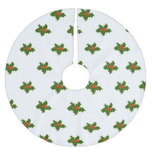 Christmas Holly Pattern  Brushed Polyester Tree Skirt