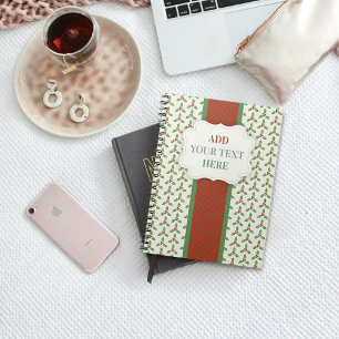 Christmas Holly Pattern Green Holly Red Berries Notebook