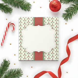 Christmas Holly Pattern Green Holly Red Berries Notepad