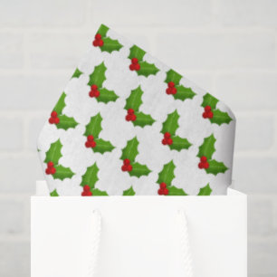 Christmas Holly Pattern Holiday Gift Wrap Festive Tissue Paper