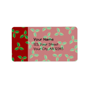 Christmas Holly Pattern Label