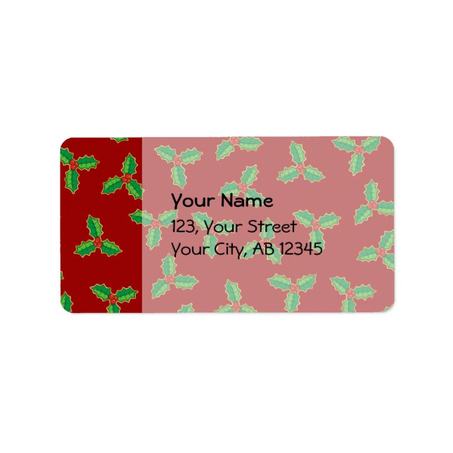 Christmas Holly Pattern Label (Front)