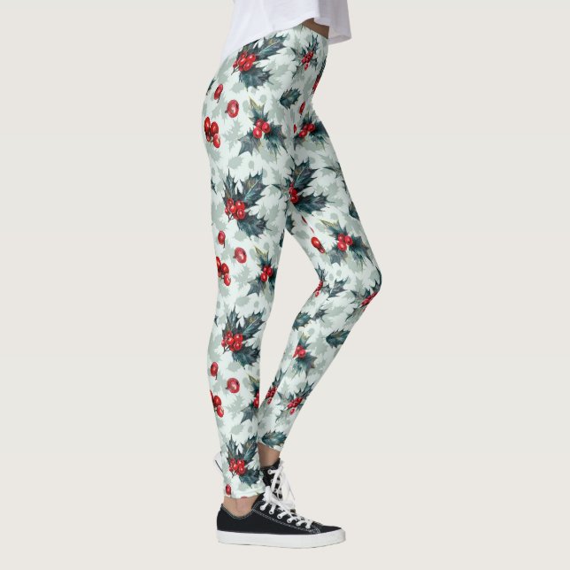 Christmas holly pattern leggings (Right)