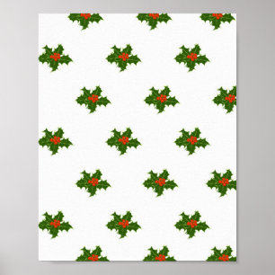 Christmas Holly Pattern Poster