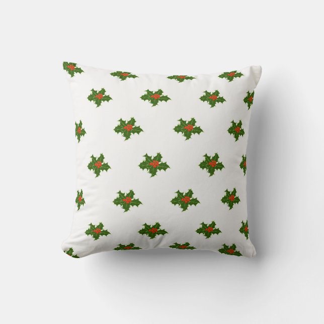 Christmas Holly Pattern   Throw Pillow (Front)