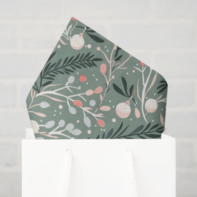 Christmas Holly Pattern Tissue Paper (Gift Bag)