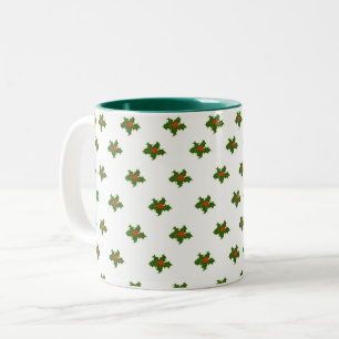 Christmas Holly Pattern  Two-Tone Coffee Mug