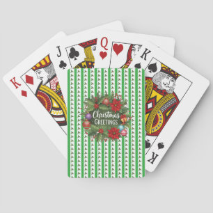 Christmas Holly Pattern with wreath Playing Cards