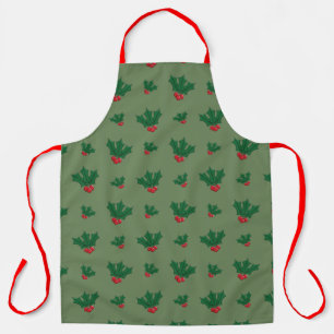Christmas Holly Patterned All-Over Print Apron
