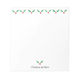 Christmas Holly Personalized 5.5 x 6 Notepad