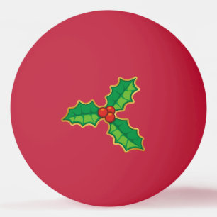 Christmas holly ping pong ball