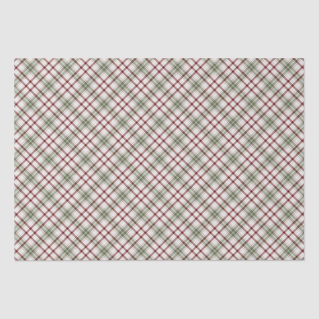 Christmas-Holly-PLAID-BACKGROUND-Happy-Holidays Tissue Paper (Front)