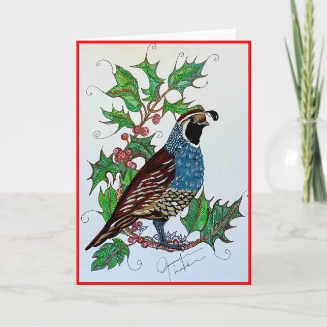 Christmas Holly Quail (Devant)