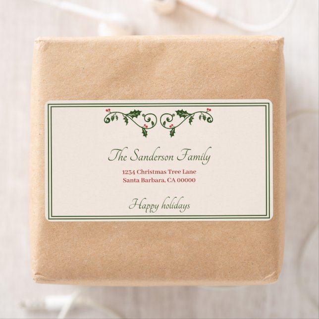 Christmas Holly Red Berries Holiday retour Adresse (En situation)