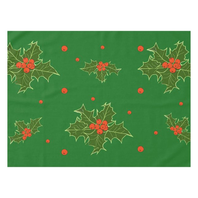 Christmas Holly Red Berries   Tablecloth (Front (Horizontal))
