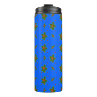 Christmas Holly Red Berry Pattern on Festive Blue 