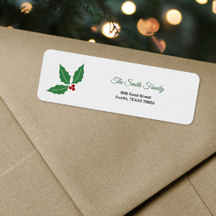 Christmas Holly Return Address Label